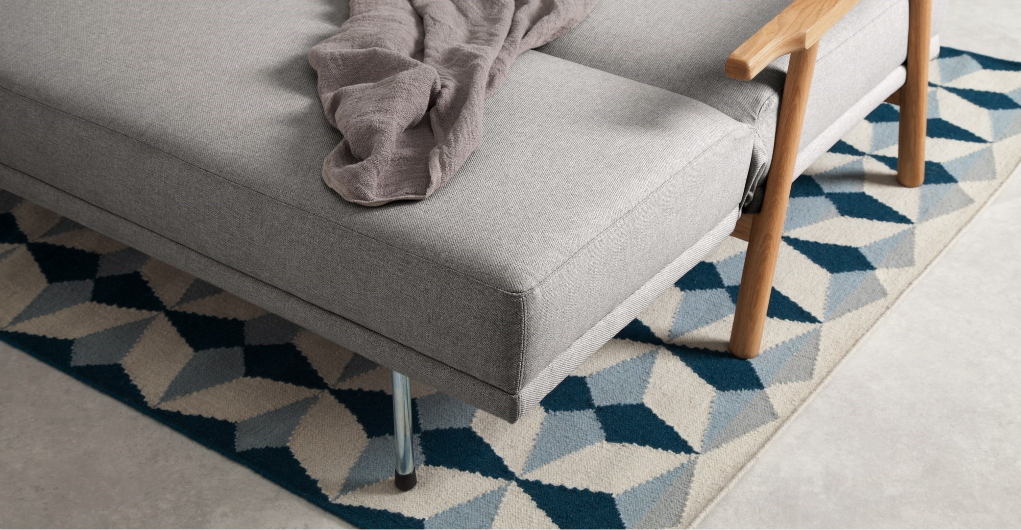 LARS Click Clack Sofa Bed Mountain Grey and Oak Frame Sleeper sofas