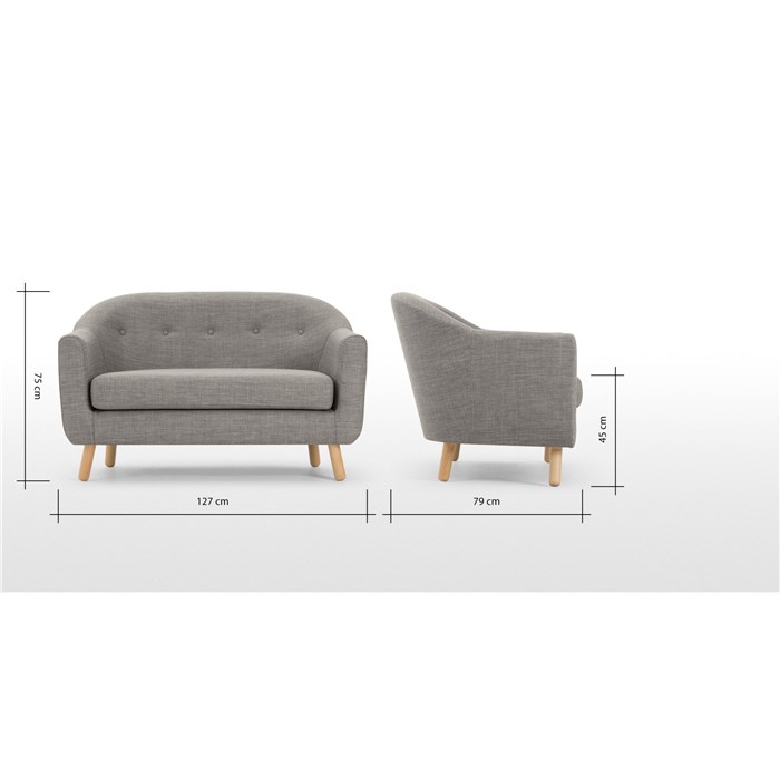 2 Seater Sofa, Chalk Grey