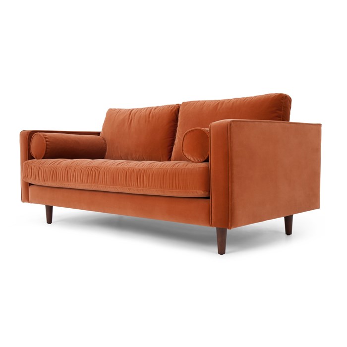 Scott Burnt Orange Velvet 2.5 Seater Sofa