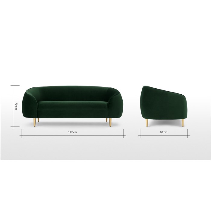 2 Seater Sofa, Pine Green Velvet