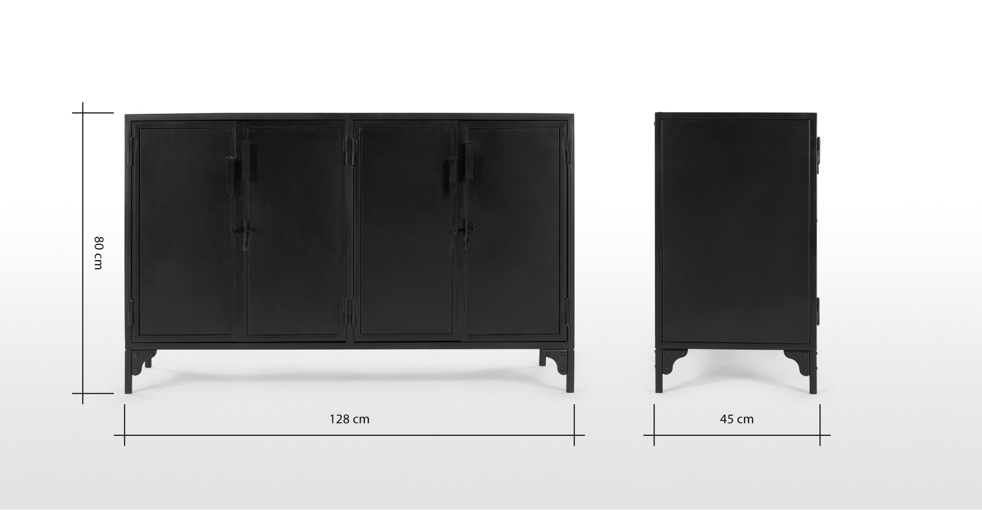 RANKIN Sideboard Black Metal Living room storage system Furniture