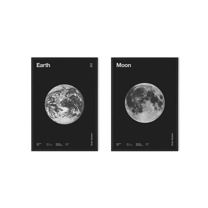 'Our Moon & Earth' Set of 2 Framed Prints by The Clubs A3