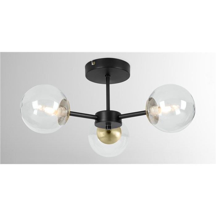Black and Antique Brass and Light Smoked Glass