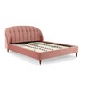 Double Bed, Blush Pink Velvet & Dark Stain Copper Legs